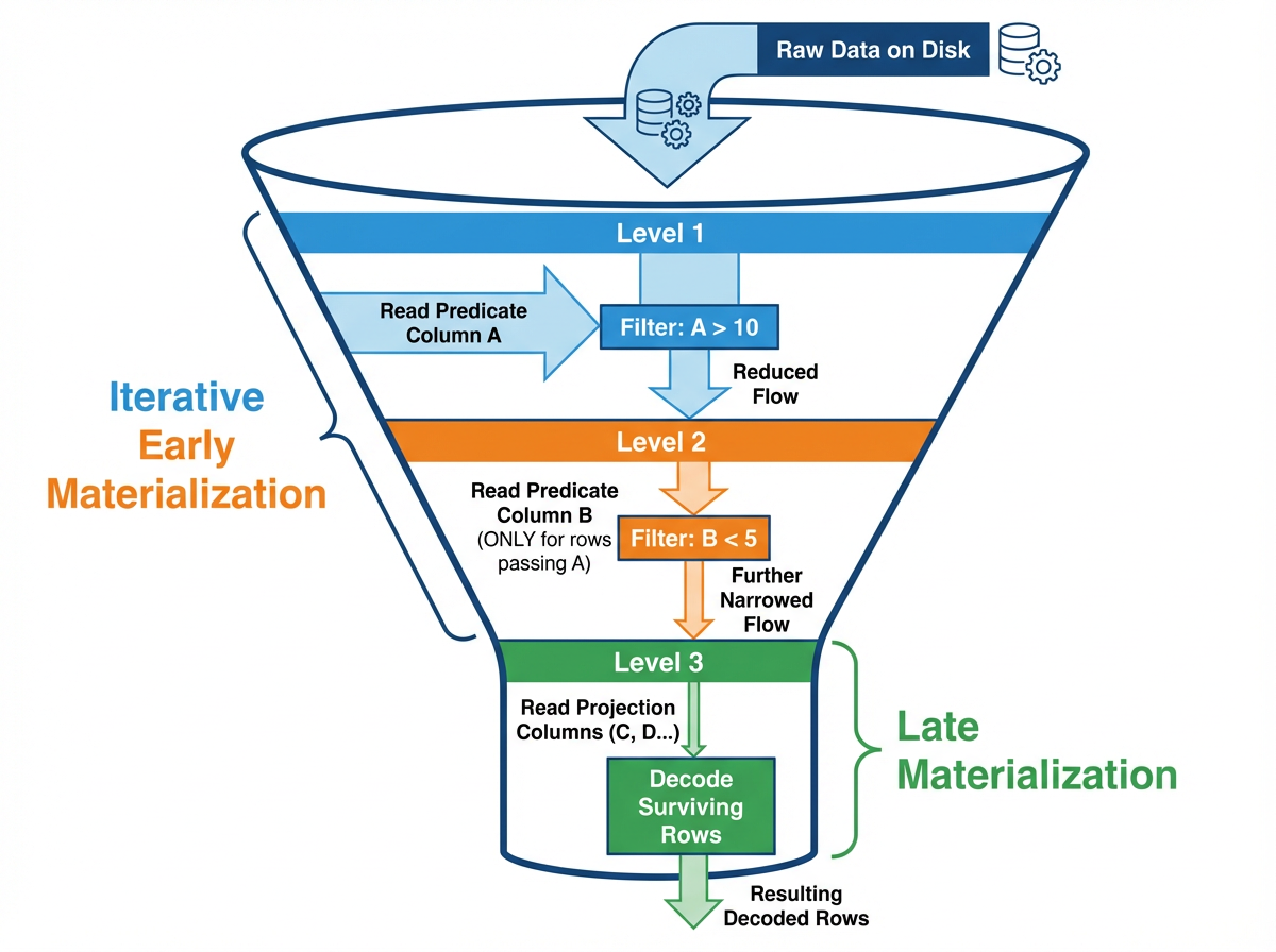LM-pipelined late materialization pipeline
