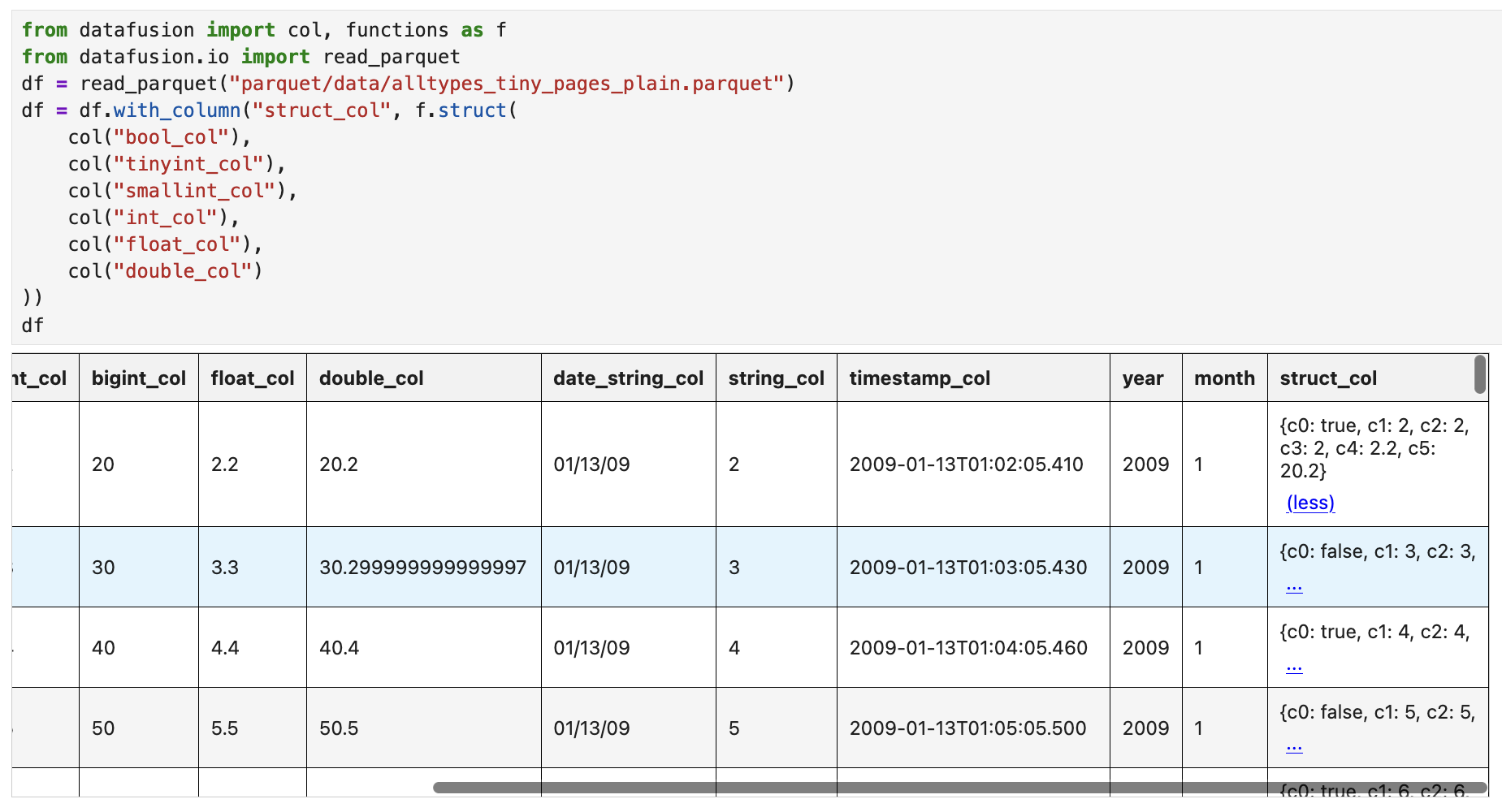 Fig 1: Example html rendering in a jupyter notebook.